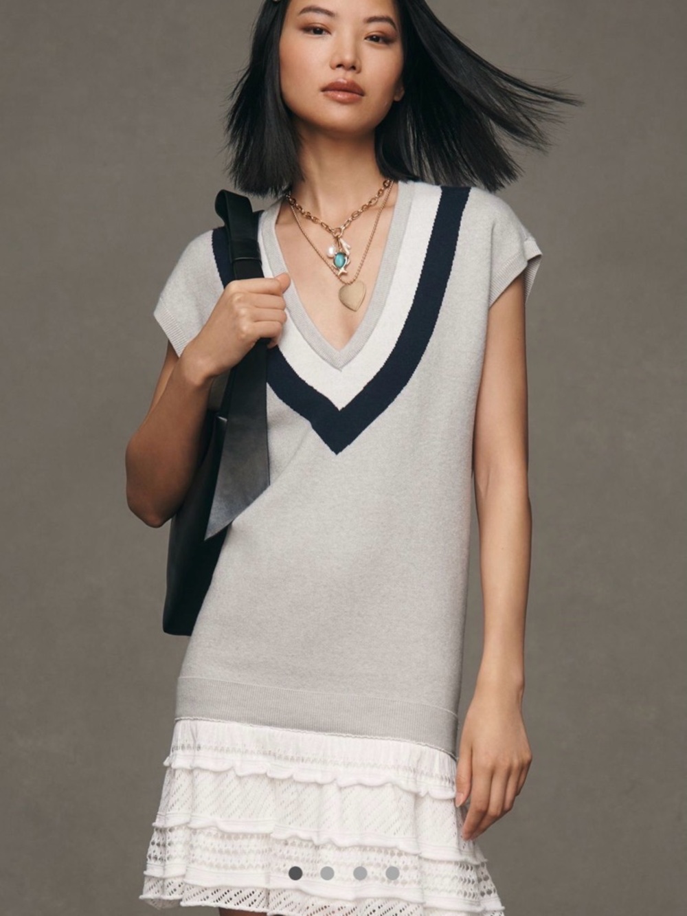 Anthropologie Varsity Short Sleeve Twofer Mini Dress